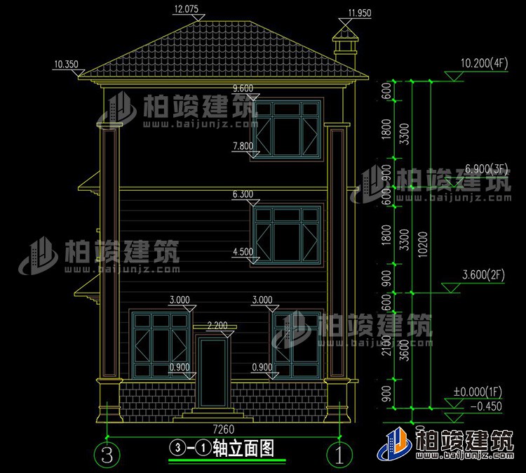 背立面图